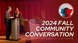 A graphic of Dr. Art Walaszek presenting at the Fall Community Conversation.